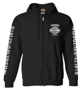 30299601 Harley-davidson Mens Lightning Crest Full-zippered Sweatshirt Black 3xl