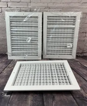 075020 Hart & Cooley Lot Of 3 New White And 14 Inch X 10 Grill With Damper Register