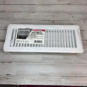 R421 Hart & Cooley And Adjustable Vertical Fin Register Floor Diffuser White 12 Inch X 4 421