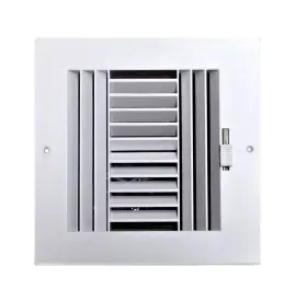 Hbw 963063154294 Four-way Plastic Side Wall/ceiling Register In White 6 Inch W X H For Duct Ope
