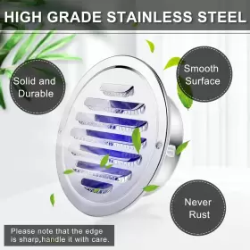 Hohean 331375859056 2 Pcs 4 Inch Stainless Steel Air Outlet Vents Round Louver Grille Cover Wall #2