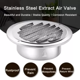Hohean 331375859056 2 Pcs 4 Inch Stainless Steel Air Outlet Vents Round Louver Grille Cover Wall #3