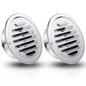 Hohean 331375859056 2 Pcs 4 Inch Stainless Steel Air Outlet Vents Round Louver Grille Cover Wall