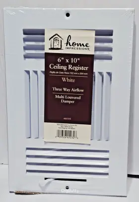 402335 Home Impressions 6 Inch X 10 3-way Airflow Ceiling Register Multi Louvered Damper White