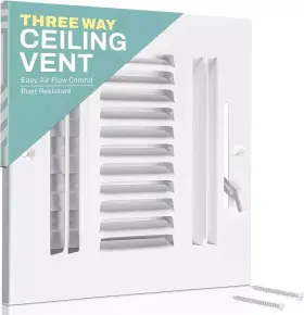 Home Intuition 194425479814 10 Inch X 6 3-way Air Vent Covers With Adjustable Damper White
