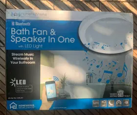 713006bt Home Netwerks Decorative White 100 Cfm Bluetooth Stereo Speakers Bathroom Fan