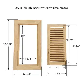 Homewell 764560999036 Maple Wood Floor Register Flush Mount Vent With Damper 4x10 Inch Unfinished #2