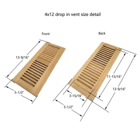 Homewell 764560999128 White Oak Wood Floor Register Drop In Vent With Damper 4x12 Inch Unfinished #3