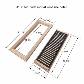 Homewell 764560999500 Red Oak Wood Floor Register Flush Mount Vent With Damper 4x14 Inch U #3