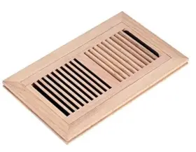 Homewell 764560999593 Red Oak Wood Floor Register Flush Mount Vent With Damper 6x10 Inch Unfinished