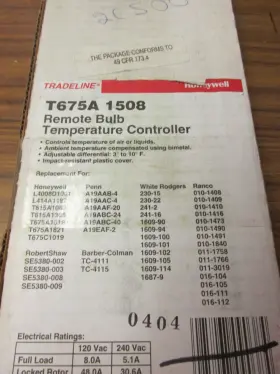 T6031f1010 Honeywell New T675a1508 Remote Bulb Commercial Temp Controller .. G-64d