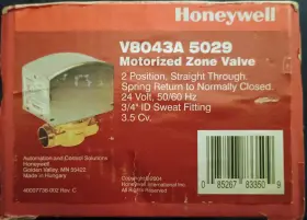 V8043a5029 Honeywell 3/4 Inch Sweat 24v Nc 3.5cv Zone Valve
