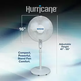 90489913 Hurricane Supreme 16 Inch 90 Degree Oscillating Indoor 3 Speed Pedestal Floor Stand Fanhj #3