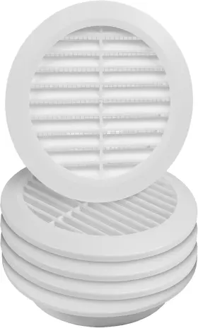Hvac Ov 705353057762 5pack 4 Inch White Plastic Round Soffit Vent - Air Louver Grille Cover