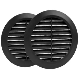 Hvac Ov 751037985872 2pack 4 Inch Black Plastic Round Soffit Vent - Air Louver Grille Cov