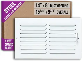 B0f39gpzvt Hvac Premium 14x8 Duct Opening 1 Way Fixed Curved Blade Air Supply Diffuser Register Vent Cov