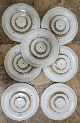 Mfcd6rwa Hvac Premium Lot Of 7 Metal-fab 6 Inch Round White Ceiling Diffusers New Sealed