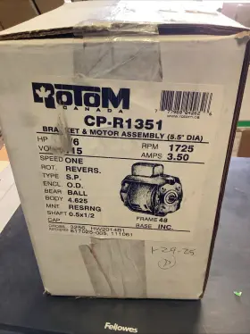 Icm Controls Cp-r1351 Rotom - 1/6 Hp 1725 Rpm 115v Circulator Pump Replacement Motor
