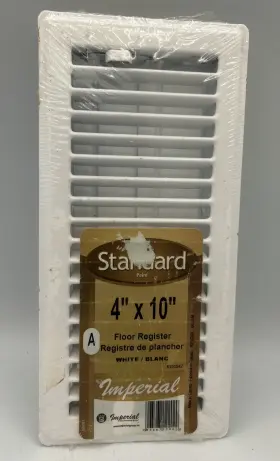 Imperial 063467122029 Standard 4 Inch X10 White Floor Cc Register Sealed New