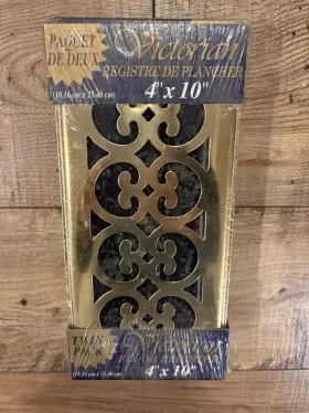 Imperial 063467821861 Victorian Design Brass Floor Register Vent 4 Inch X 10 Twin 2 Pack New Sealed