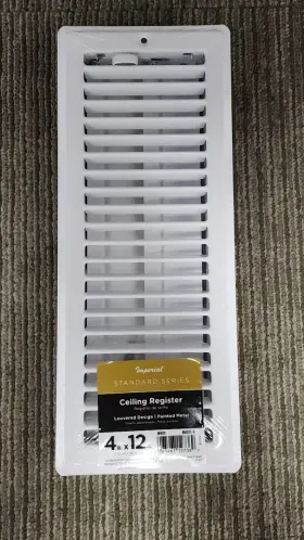 Lb5146 Imperial 4x12 White Steel Louvered Ceiling Register Vent Cover Rectangular