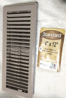 Rg2005 Imperial Tan Steel Floor Register Vent Diffuser Close Damper Fits 4 Inch X12 Duct Size Open