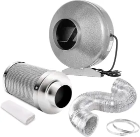 Ipower 610395731696 4 Inch 190 Cfm Duct Inline Fan With Filter Ducting Silver
