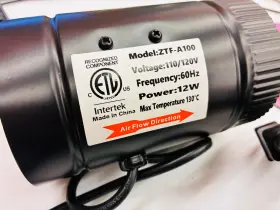 Ztf-a100 Ipower 840166285046 Inline Duct Booster Fan With Variable Speed Controller 110/120 V