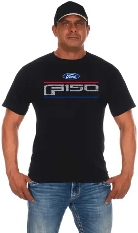 Frd803usf9 Jh Design Group Mens Ford F150 Distressed Logo Crew Neck T-shirt Small Black