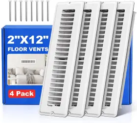 Jslin 445028329383 2x12 Floor Register White Vent Covers For Home And Wall 4 Pack Vents