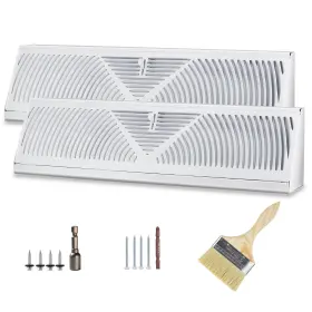 Br-18in-w Juyo Vonsan 2 Pack 18 Inch Baseboard Register Vent Cover Grill Floor Wall Diffu