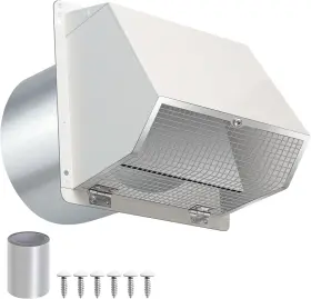 Jyincped 711181296358 12 Inch Hooded Wall Vent Cover With Screen Damper Galvanized Steel Exhaust Cap