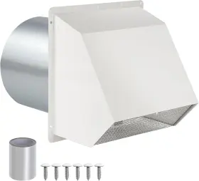 Jyincped 744759921345 8 Inch Hooded Wall Vent With Screen And Damper Galvanized Steel Outdoor E