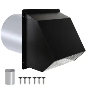 Wvk004 Jyincped Wvk004- 10 Inch Hooded Wall Exhaust Vent Cover With Damper Screen Steel Hvac - Black