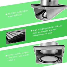 Kbkd-usa-004 Keibikeidi Square Cowled External Air Vent Wall 100mm-4 Inch Stainless Steel Cushio #3