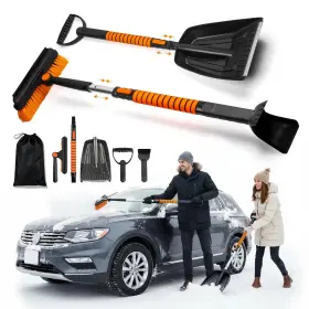 Kp-bru-0001 Kunell Papo 5-in-1 Snow Brush Ice Scraper And Shovel For Car With 270 Rotating Sn