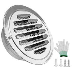 Kyu22101302 Kyuionty 4 Inch Round Soffit Air Vent Built-in Screen Mesh Stainless Steel Louver Grille