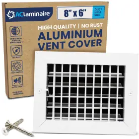 Laminaire 708881361076 8 Inch X 6 Duct Opening Register Vent Cover Adjustable Single Deflection Alu