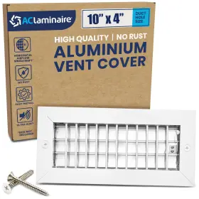 Laminaire 708985445733 10 Inch X 4 Duct Hole Aluminum Single Deflection Adjustable Air Supply Register