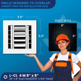 Laminaire 709036385411 8 X Duct Hole Vent Cover. 4 Way Aluminum Curved Blade Adjustable Air Sup #2