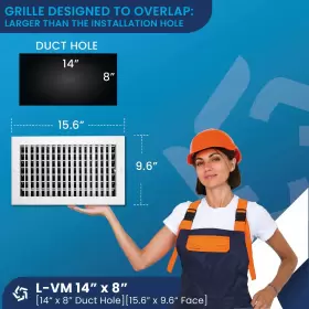 Laminaire 709843566232 Premium Aluminum Wall Vent Cover - 14 X 8 Inch Ac Grille With Adjustable Blad #2