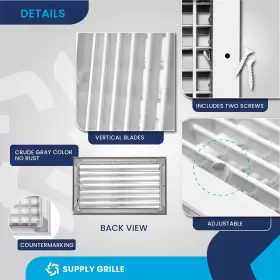 Laminaire 709843566232 Premium Aluminum Wall Vent Cover - 14 X 8 Inch Ac Grille With Adjustable Blad #3