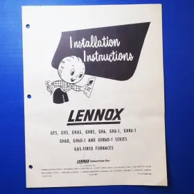 Ghr6d Lennox Vtg 1959 Gas Furnace Gf5 Gh5 Gha5 Gh6 Ghr6 Gh6d Instruction Manual