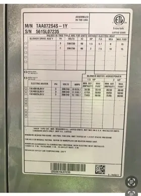 Taa072s4s-1y Lennox Ta 6-20 Ton Upflow/horizontal Air Handlers
