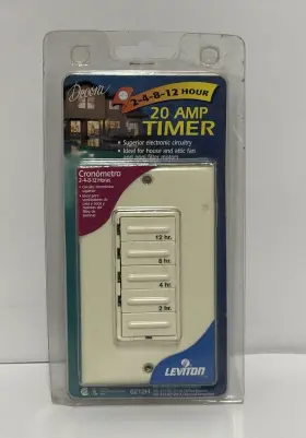 6212h-a Leviton 2 / 4 8 Or 12 Hour Countdown Timer Almond New Sealed