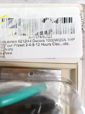 6212h-i Leviton Decora 1000w/20a 1hp Four Preset Timer Switch Single-pole Ivory #3