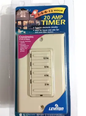 6212h-i Leviton Decora 1000w/20a 1hp Four Preset Timer Switch Single-pole Ivory
