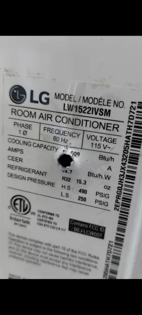 1800wzl20142 Lg Ayuh2315 Power Cord Fits Air Condition Lw1522ivsm L1551515a 120vac 60hz #2
