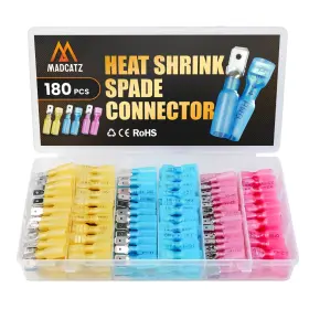 Fbm-mc-180-hsc-m Madcatz Fbm-mc-180-hsc-m/f 180 Pcs Spade Heat Shrink Wire Connectors Automotive Marine Waterproof Elect