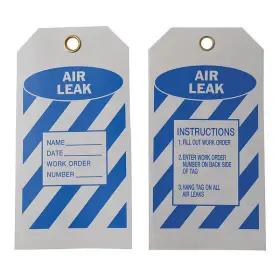 8cv32 Manufacturer Varies Tag Air Leak Polyester 5 3/4 In H X 3 W Blue White Rectangle 10 Pk